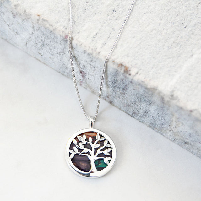 Silver Heather Tree Of Life Pendant Necklace