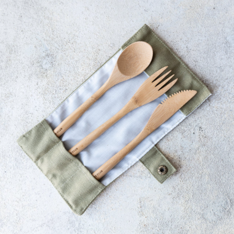 A bamboo cutlery set