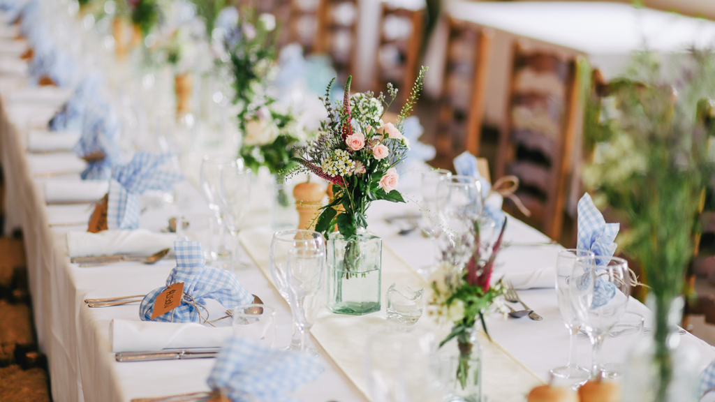 Eco-friendly wedding favour table setting