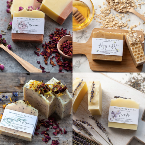 Four types of natural handmade soaps