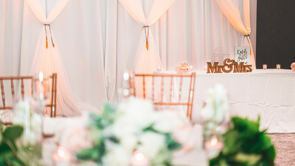 Sustainable wedding gift table at a wedding