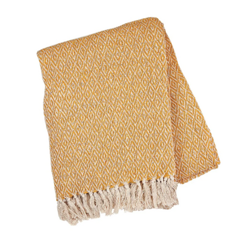Yellow recycled blanket throw