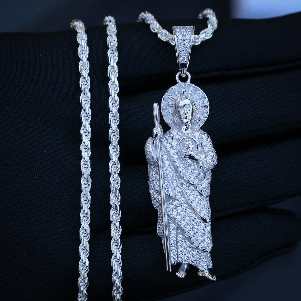 silver san judas chain