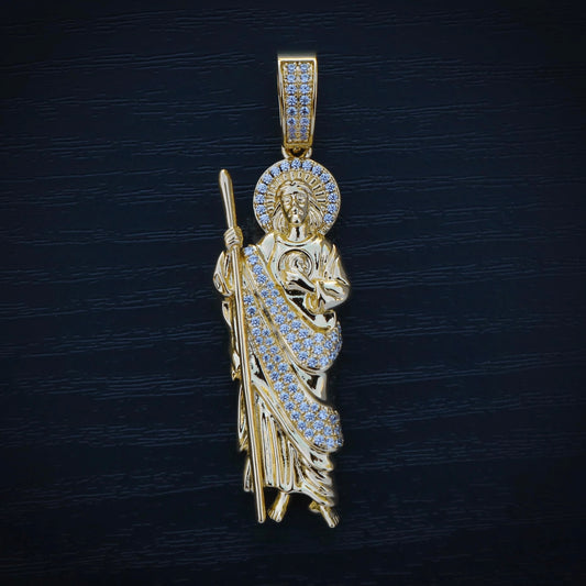 Fully Iced Out San Judas Pendant - Real 925 Silver – Huerta Jewelry