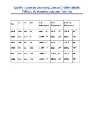 Handmade Skirt Size Chart