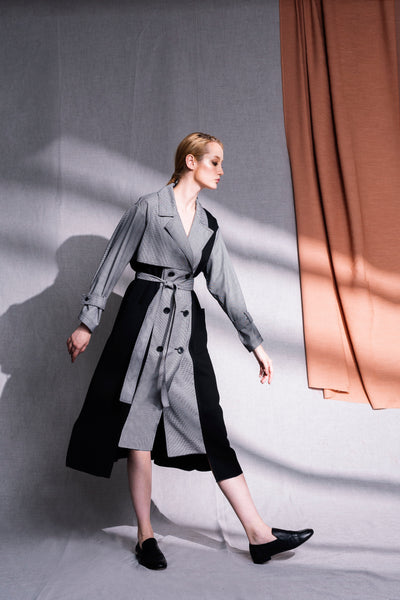 Dalston Trench made from upcycled luxury fabric