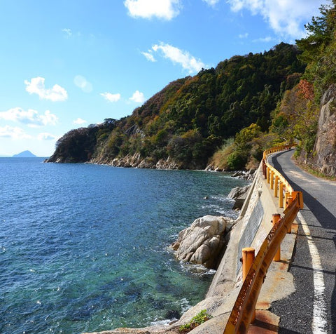 Suo Oshima Coastal road loops around the whole island.