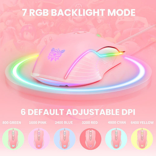 Red Thunder K10 RGB Backlit LED Wireless Pink Girls Gaming PC