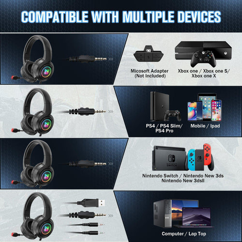 ONIKUMA X11 Casque PS5, casque gaming pour PS4, Xbox One, PC, Nintendo,  ordinateur portable