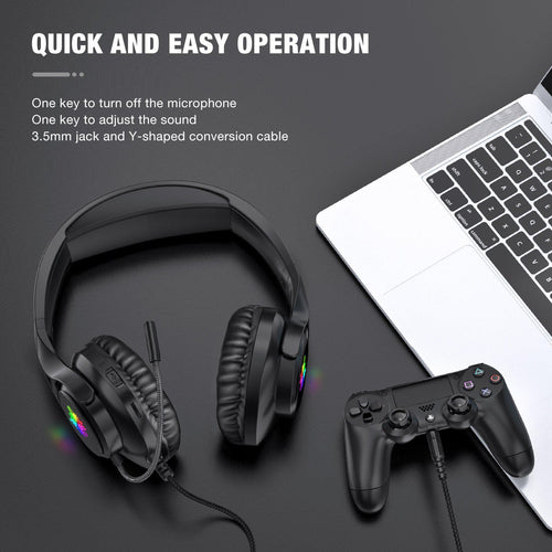 Gaming Headset Xbox One Headset with 7.1 Surround Sound Stereo, PS4  Over-Ear Gaming Headphones with Noise Canceling Mic & LED Light, Compatible  with PC, PS4, Xbox One Controller(Adapter Not Included) 