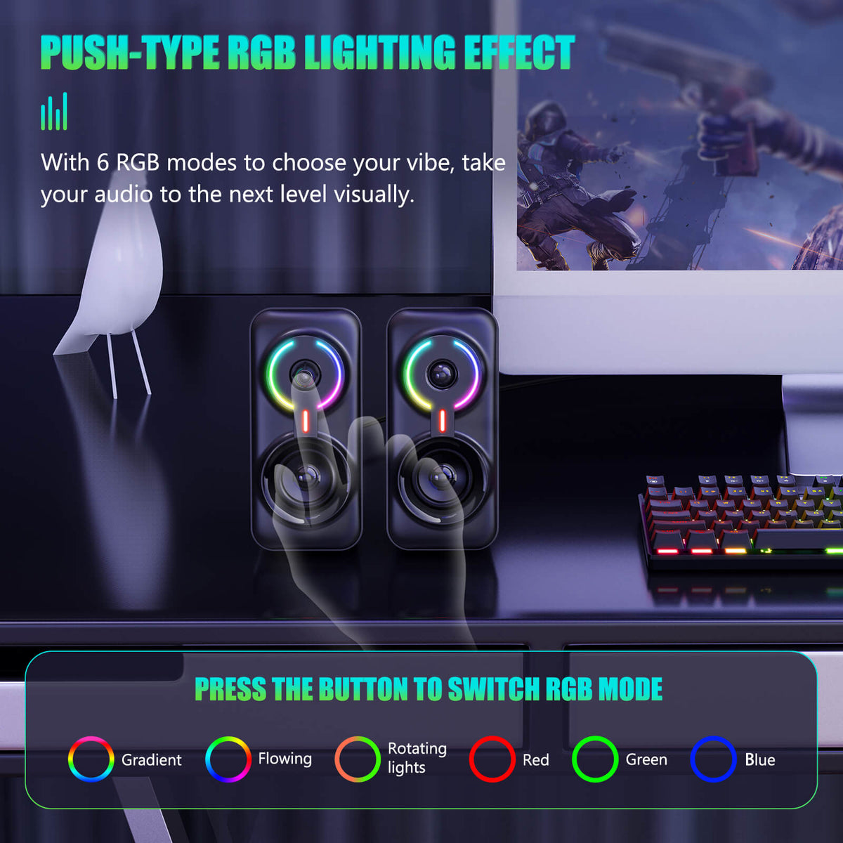 Push-type RGB lighting effect