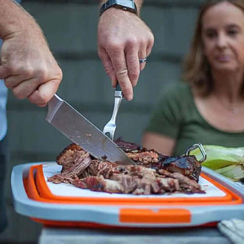 Efficient Collapsible Prep Tub - Stable Cutting Surface Being Used as a Cutting Board