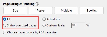 Select the printing settings fit or shrink oversized pages