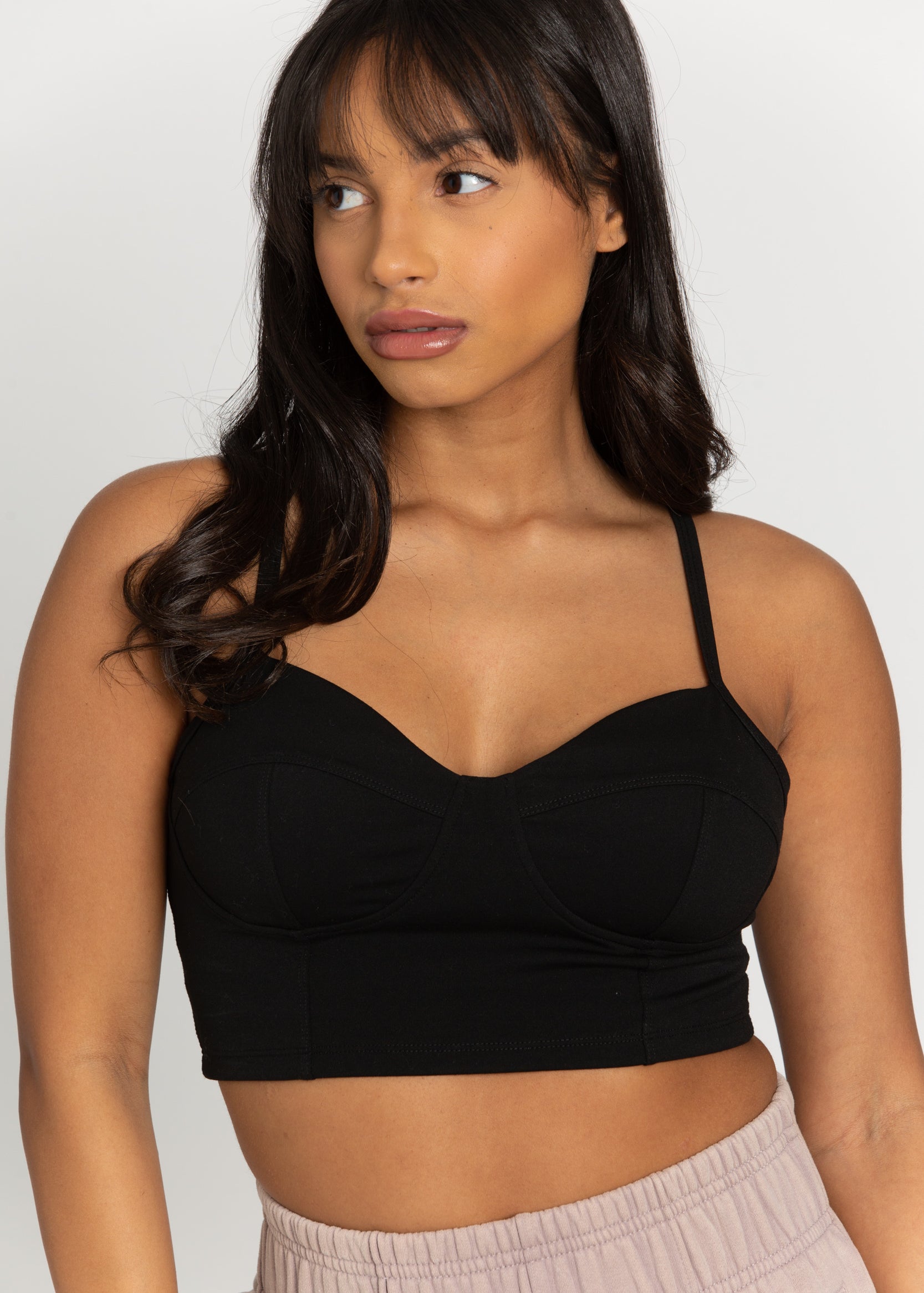 Smoke Bustier Sports Bra Top – Gold Hinge