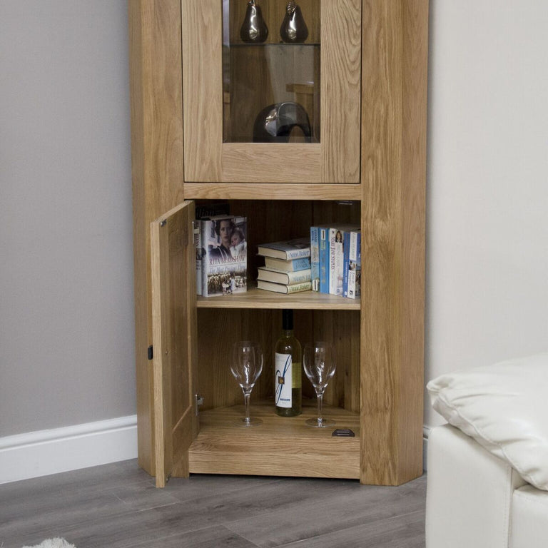 Premium 100 Solid Oak Supreme Corner Display Unit Premium Oak