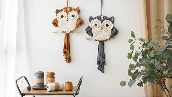 Owl Hanging Bookshelf, Macrame Book Holder, Owl Handmade Book