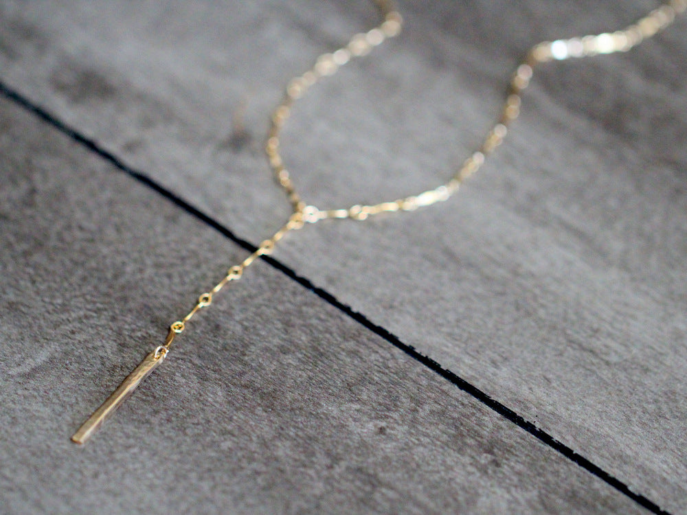 Scalloped Bar Lariat Necklace