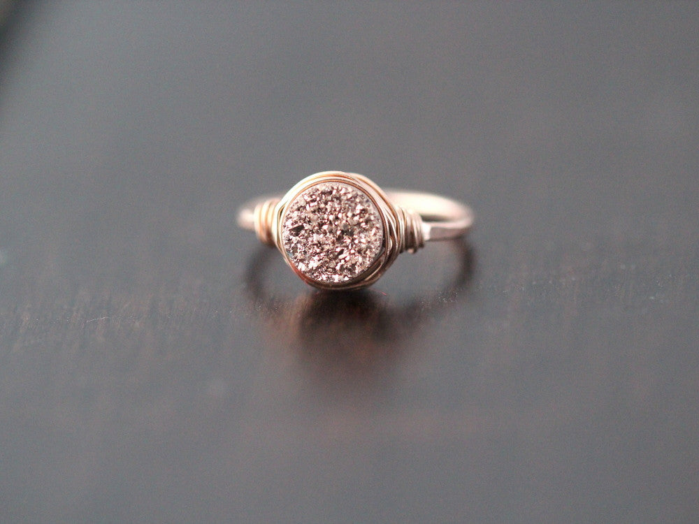 Gilded Rose Gold Druzy Ring