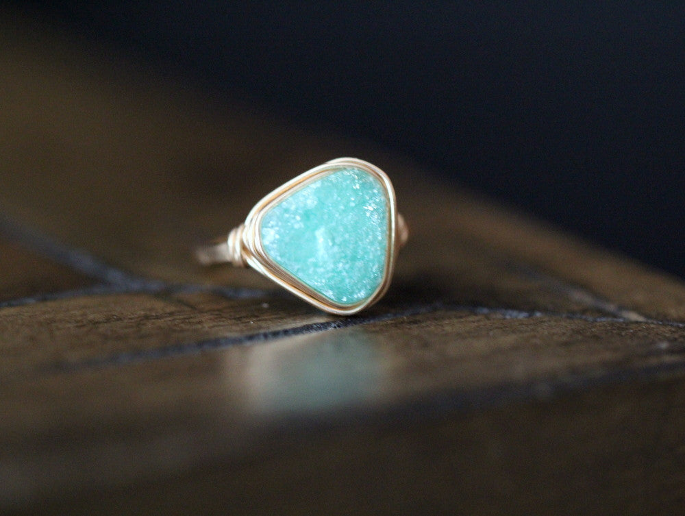 Druzy Triangle Ring - Buttermint