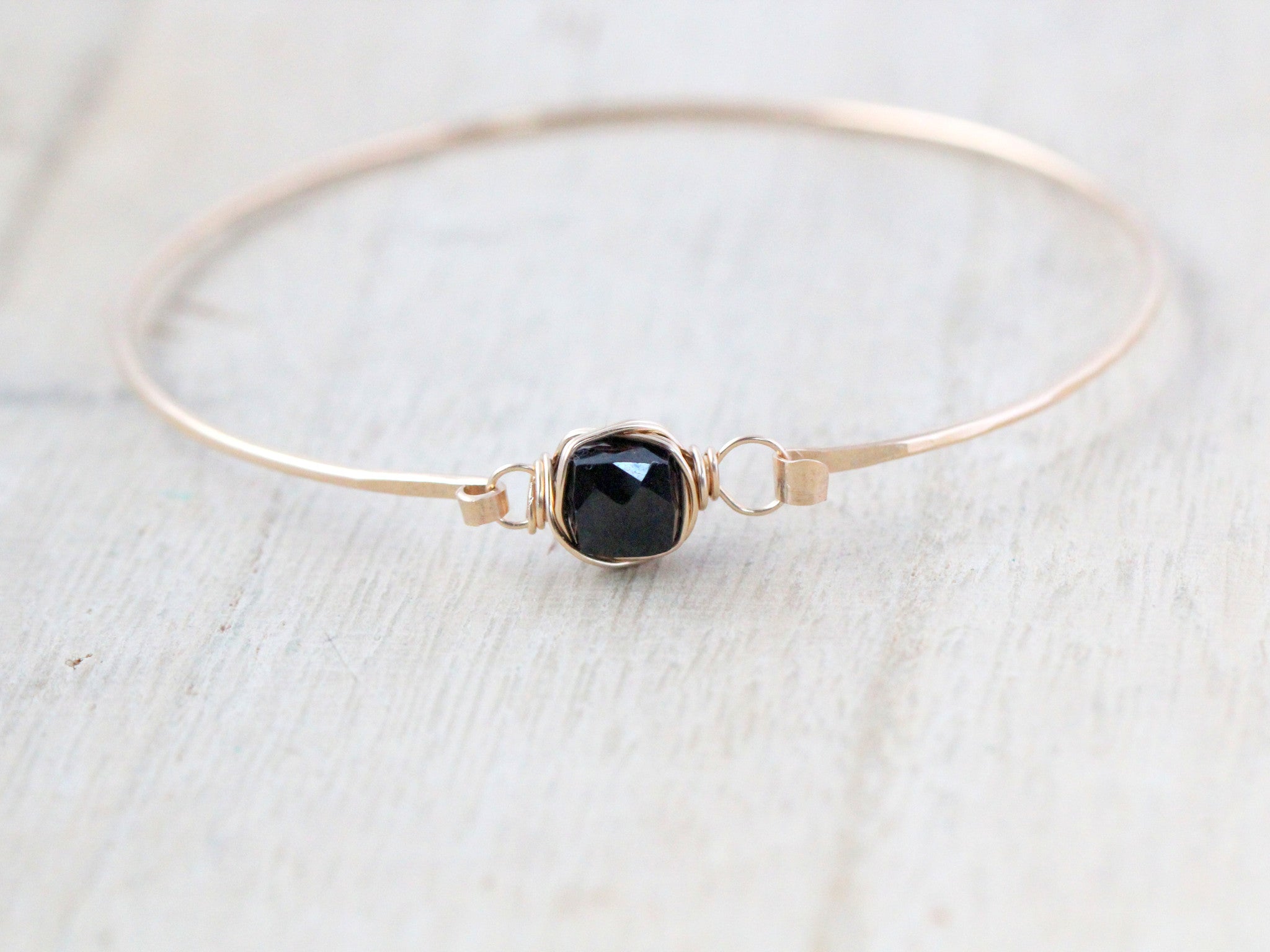 Onyx Bezel Wrapped Bracelet - Black