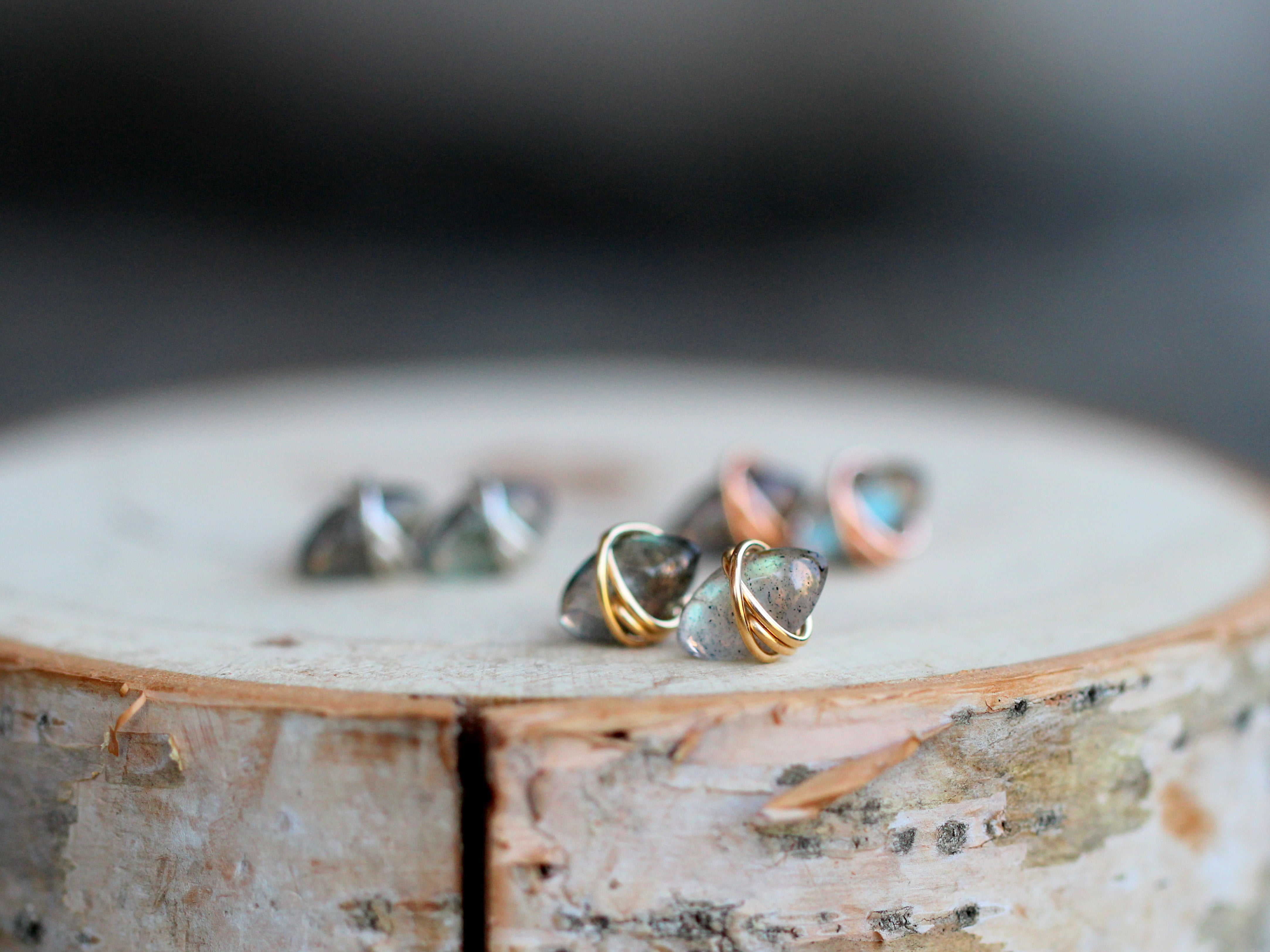 Marquis Studs - Labradorite