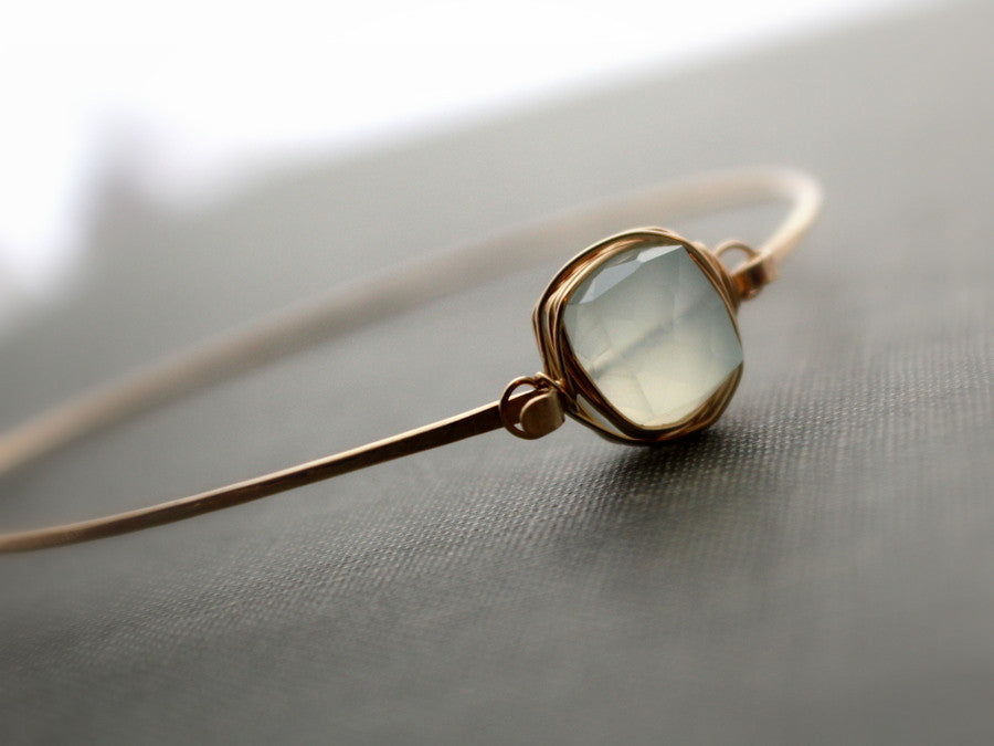 Aquamarine Bezel Wrapped Bangle