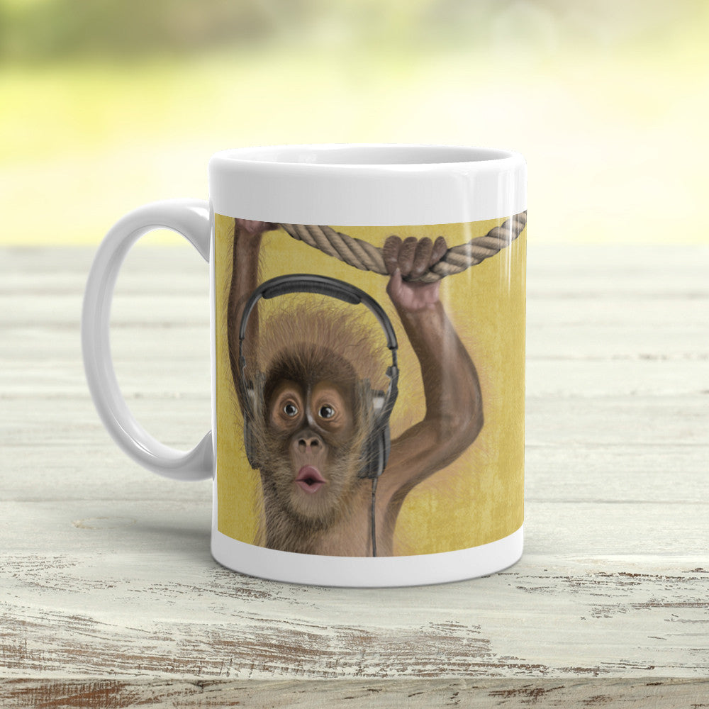 I Love Music Baby Monkey Having Fun With Music Coffee Mug Coccobanana