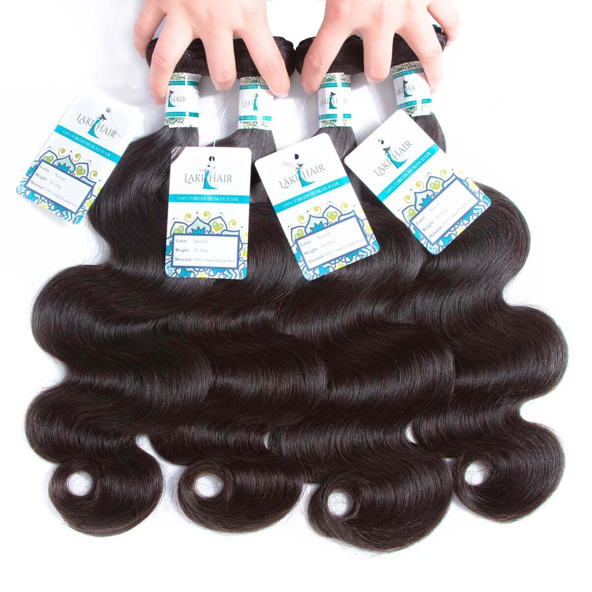 Lakihair Human Hair Bundles Body Wave 4 Bundles Brazilian/Indian/Peruvian/Malaysian Hair