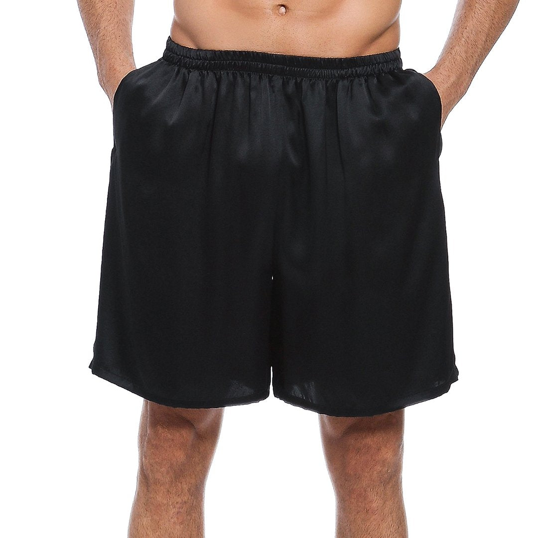 100% Mulberry Silk Boxer Shorts for Men - Black – Lepton Silk