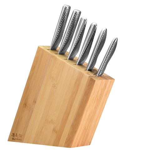 NEW GLOBAL 7PC IKASU BAMBOO KNIFE BLOCK SET 7 PIECE KNIVES