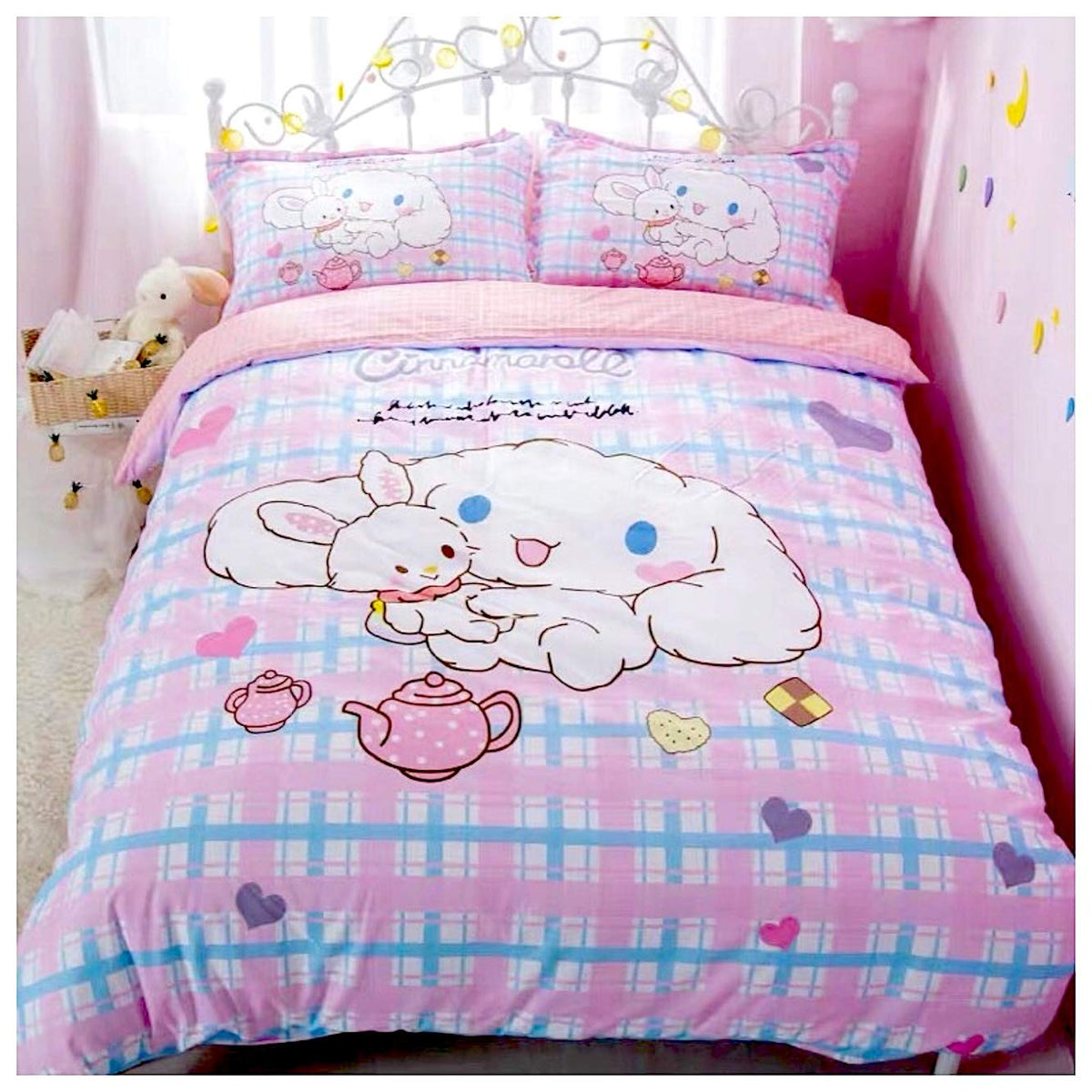 Cinnamoroll Inspired Bedding Sheet Duvet Set Queen Twin Double Full Pi ...