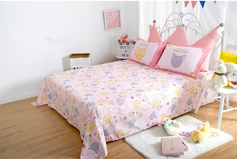 Cardcaptor Sakura Cerberus Duvet Set Cotton Pink Sheet Bedding