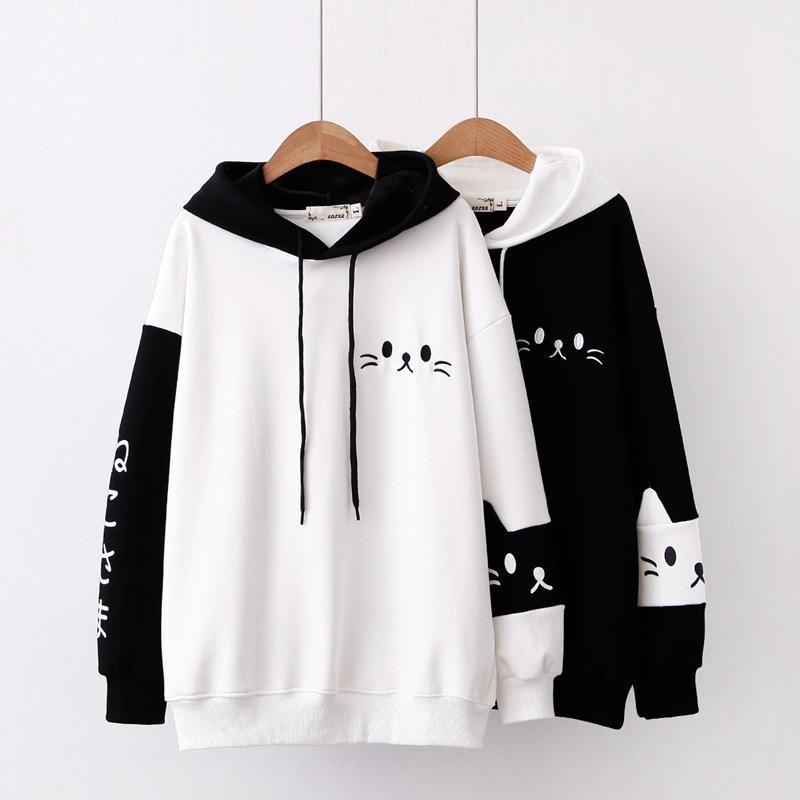 Sweat Capuche Avec Oreilles De Chat Velours Village Kawaii