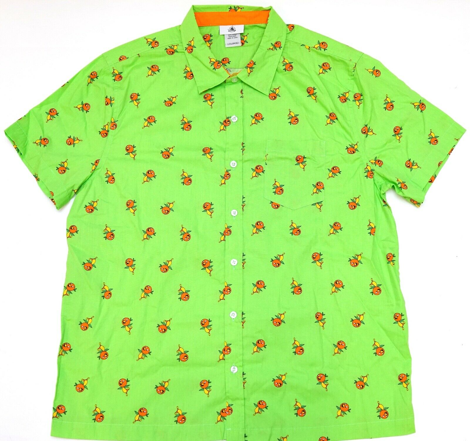 Disney Parks Epcot Green Orange Bird Men's Woven Button Down Shirt ...