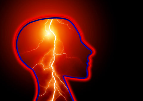 An image of a lightning bolt inside a head, representing epilepsy.