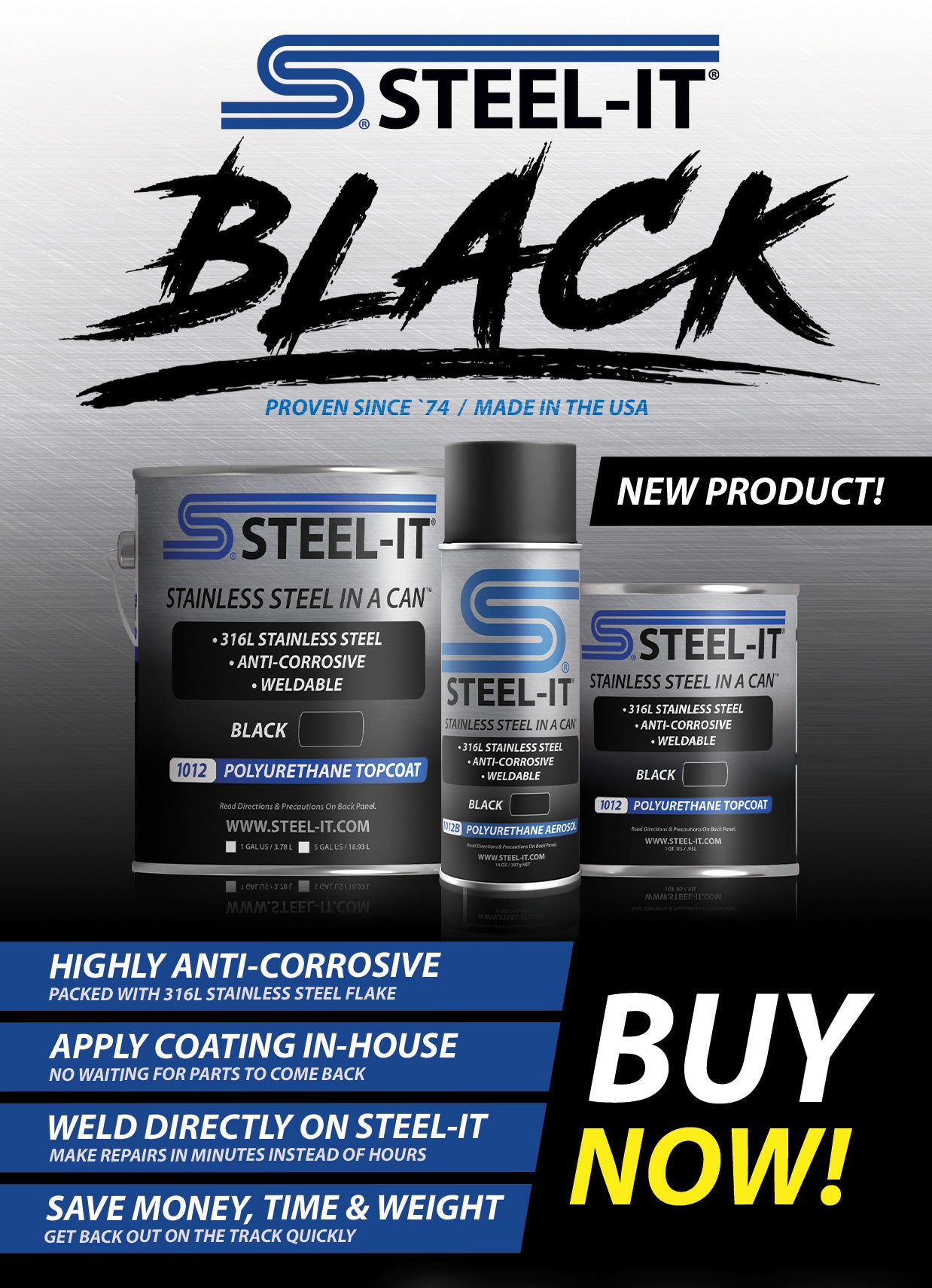 STEEL-IT Black, Polyurethane Coating, Paint, Metal Paint, Coatings, Automotive Paint, Stainless Steel