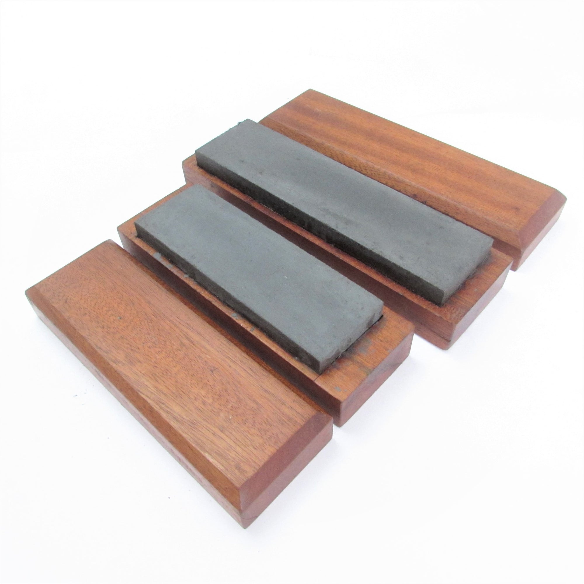 2x Boxed Oilstone Sharpening Stones (Mahogany) OldTools.co.uk