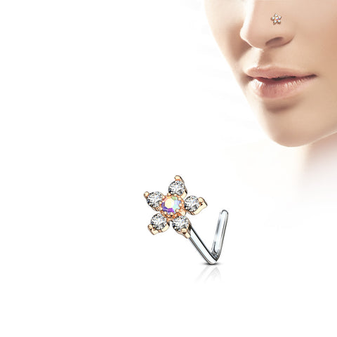 Five Flower Garland Diamond Threaded Stud Earring | MARIA TASH
