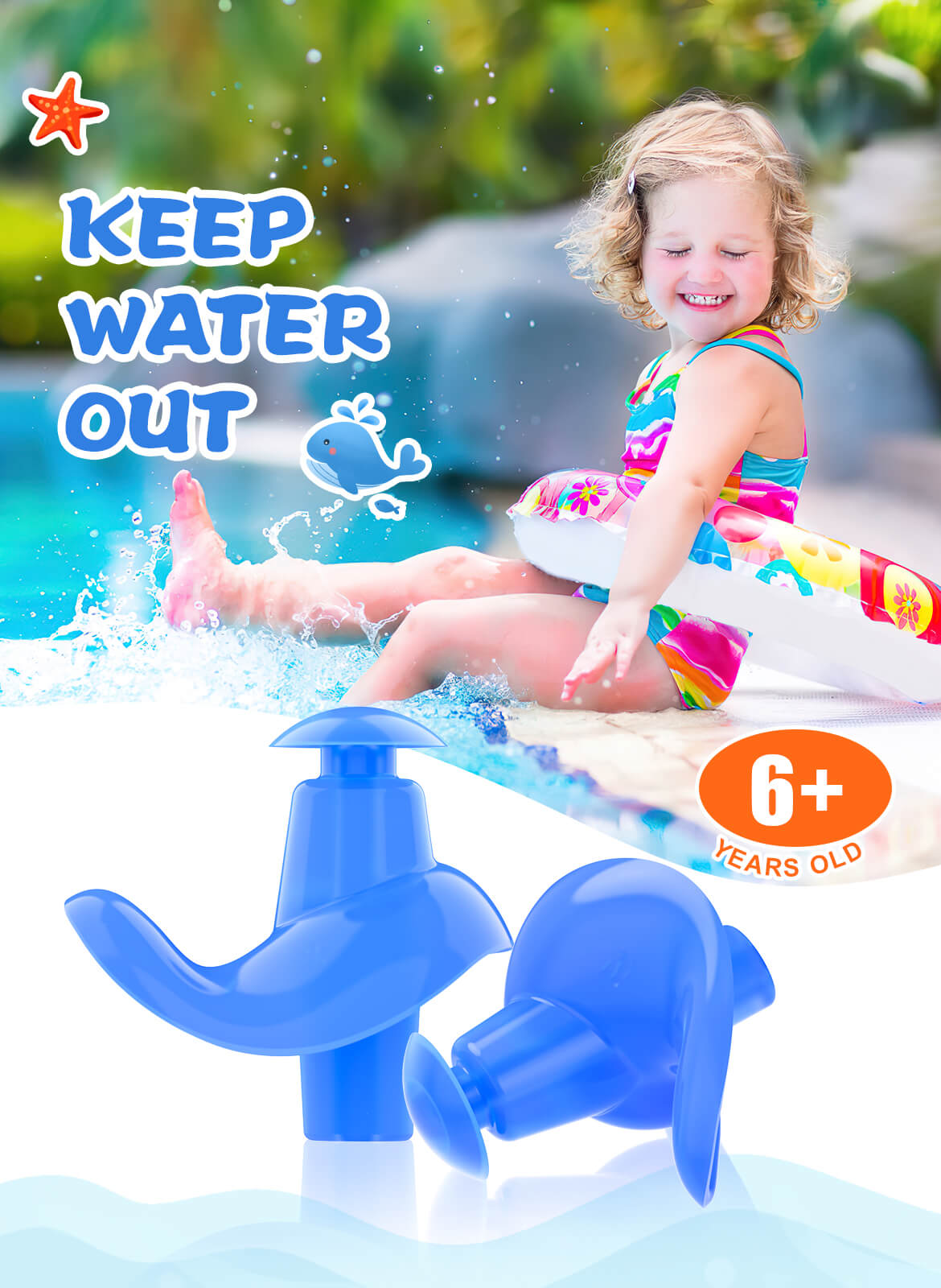AquaResist Kids Hearprotek 3 Pairs Waterproof Reusable Swimming Ear Plugs for Kids
