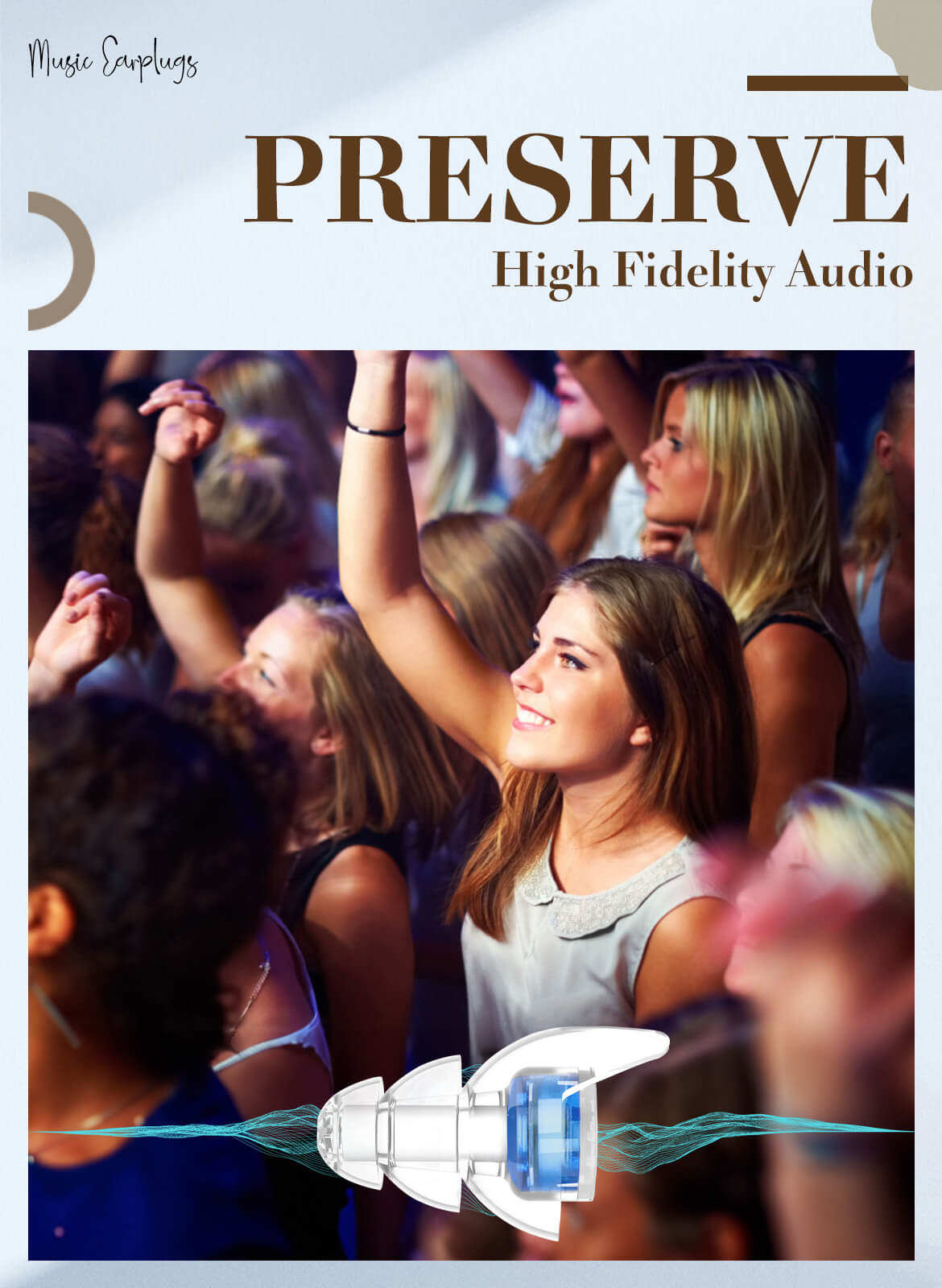 HiFi Spirit - Hearprotek High Fidelity 20db Noise Reduction Concert Music Ear Plugs（Blue)