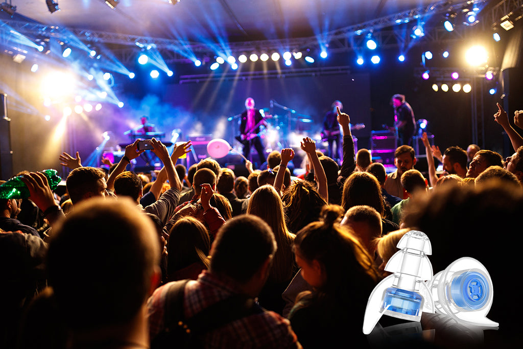 Noise-reduction earplugs for concerts, clubs, and festivals