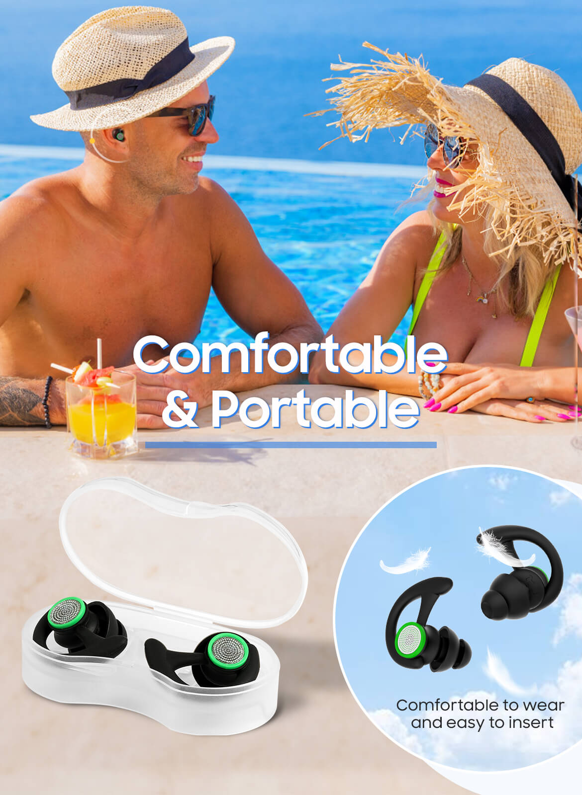 Swimming Ear Plugs for Adults Black