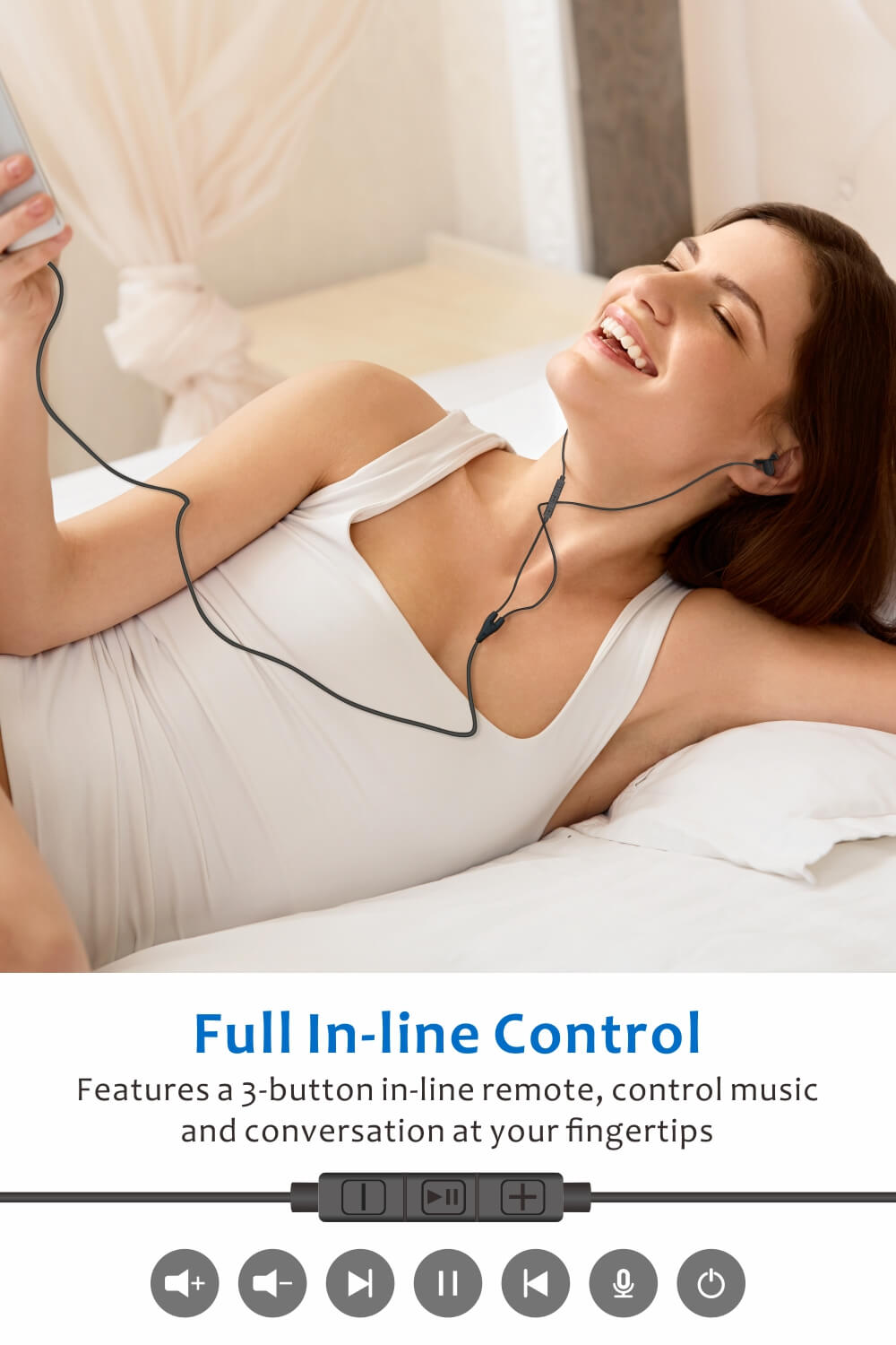 DreamMusic PRO - Hearprotek In-Ear Sleep Earbuds Earphones with Volume Control and Mic(2 Pairs)
