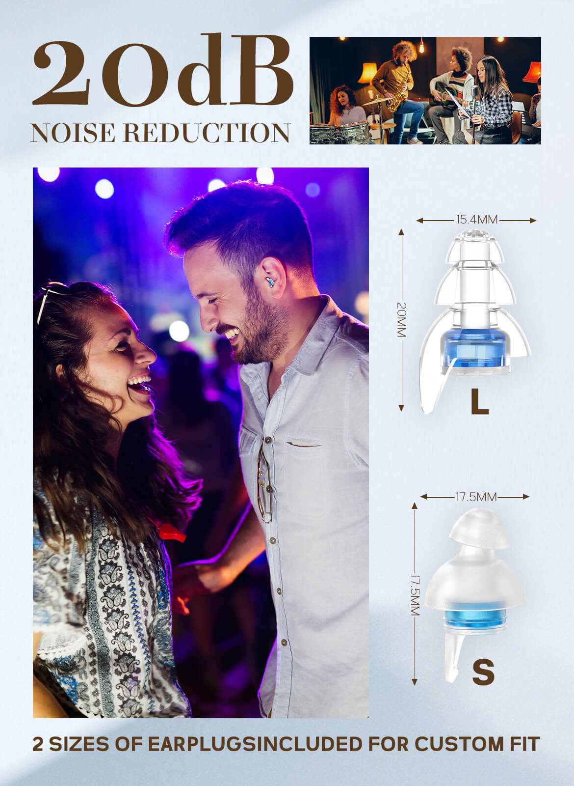 HiFi Spirit - Hearprotek High Fidelity 20db Noise Reduction Concert Music Ear Plugs（Blue)