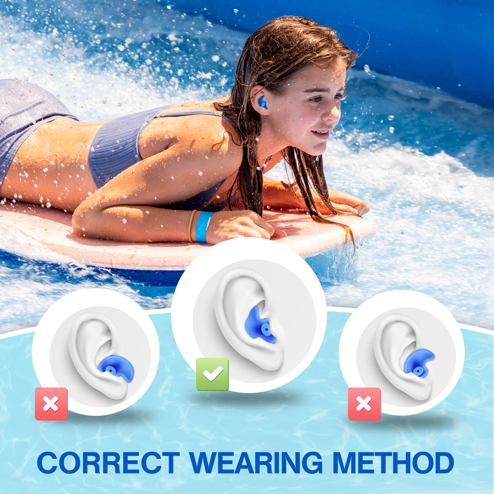 Aquaproof Plus Teenager - Hearprotek 3 Pairs Swimming Ear Plugs for Teenagers