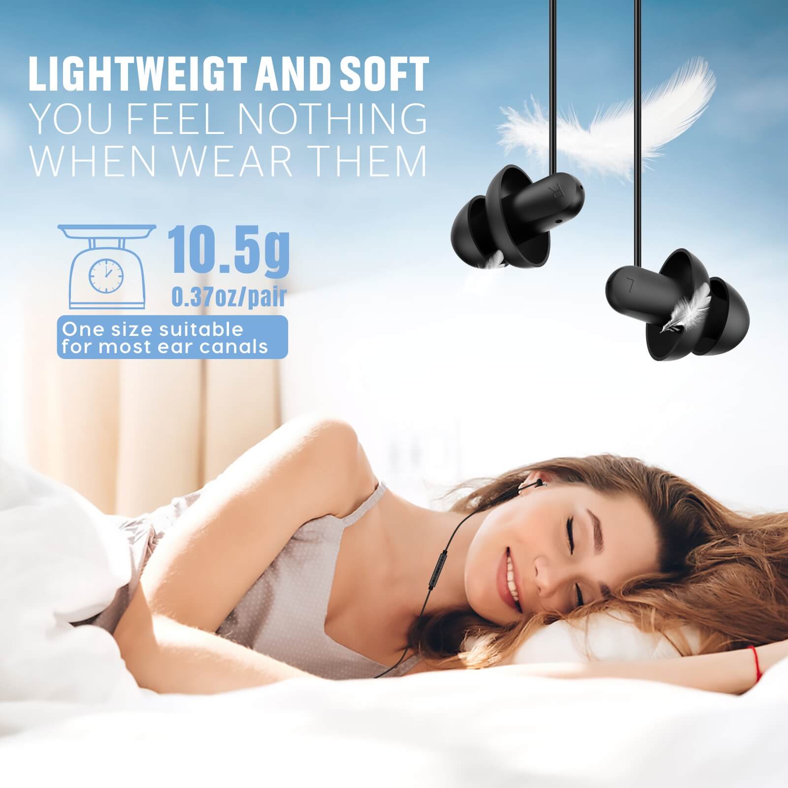 DreamMusic PRO - Hearprotek In-Ear Wired Sleep Earbuds Earphones with Mic