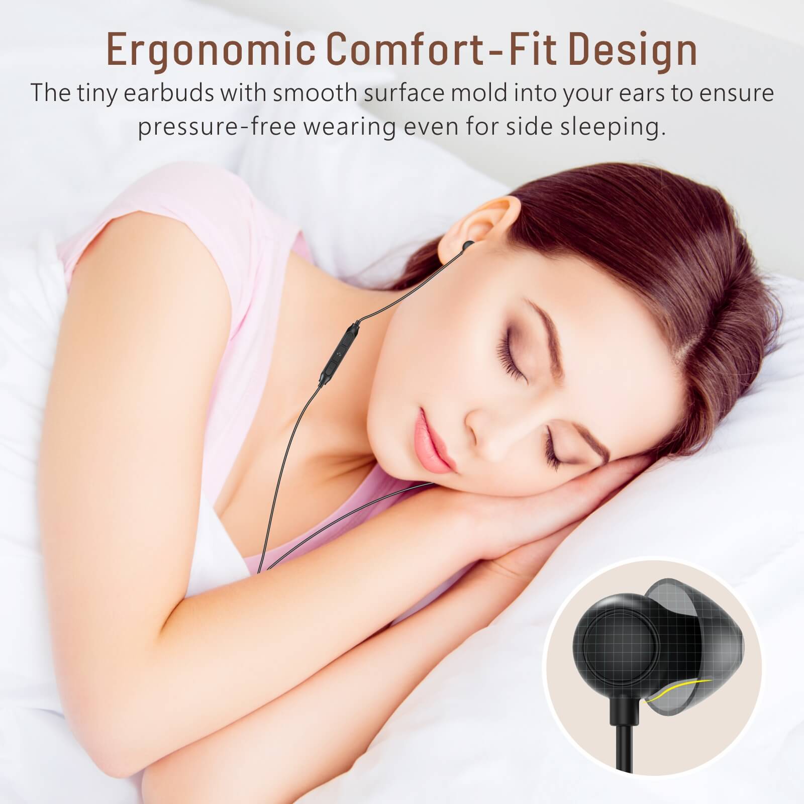 DreamMusic Basic - Hearprotek In-Ear Wired Sleep Earbuds Headphones