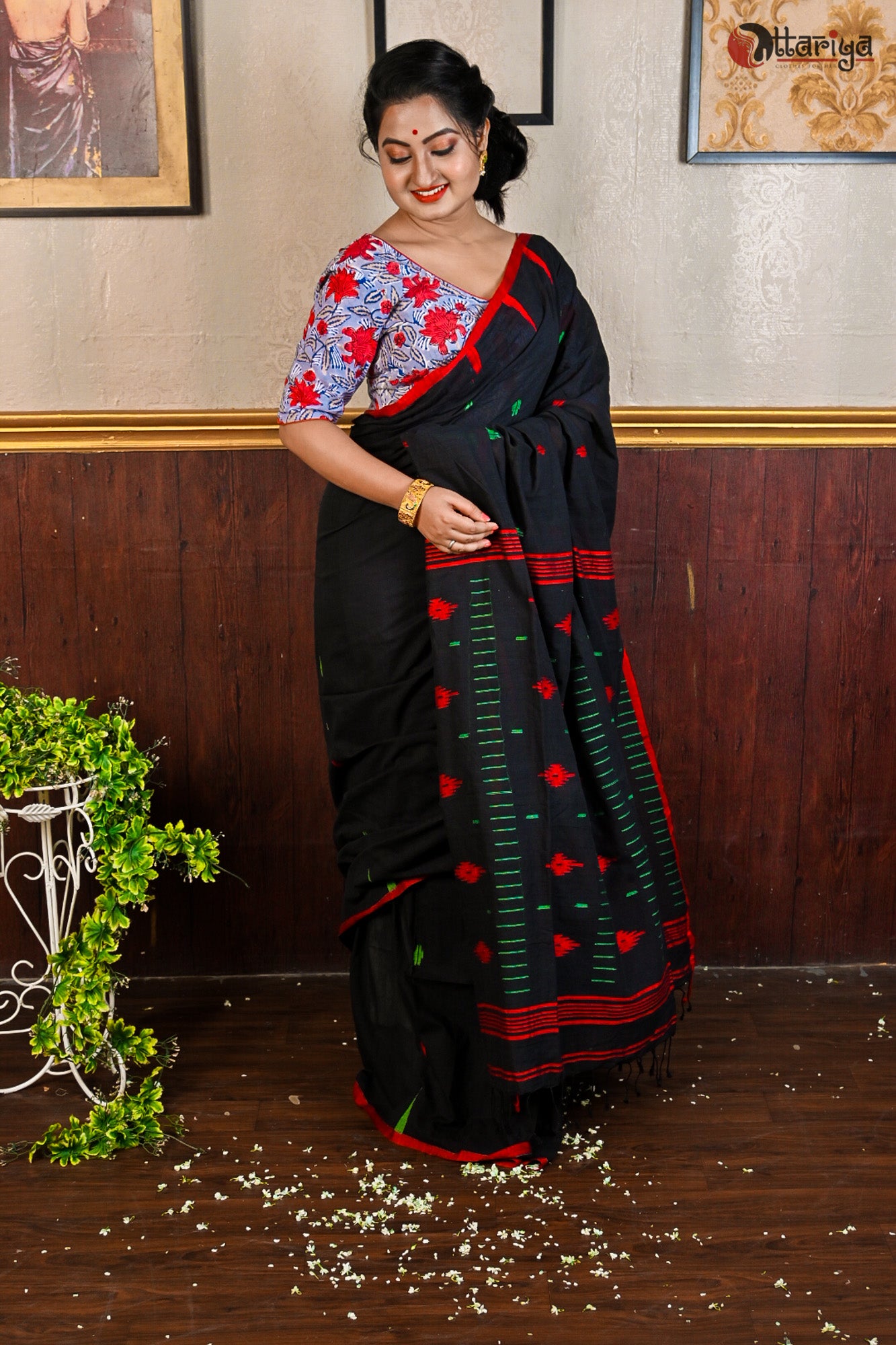 Syama in Cotton saree and Black bra, Syamamohini