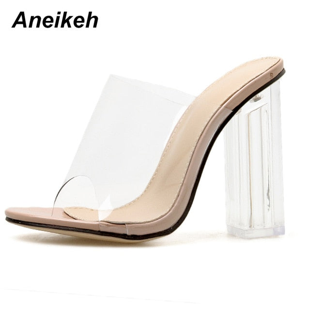 transparent heel slippers