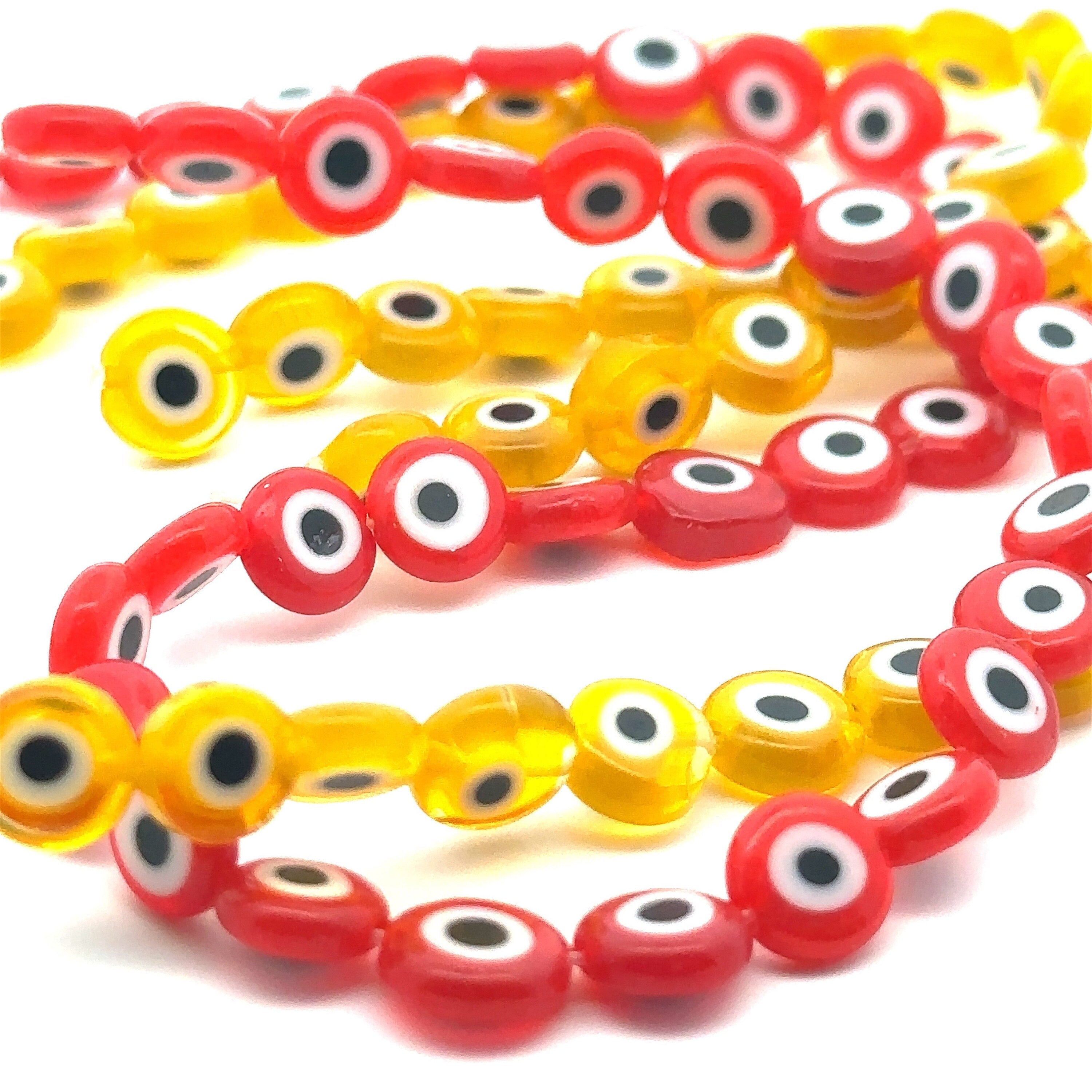  Flat 7.99mm round evil eye beads, SKU#M3167 